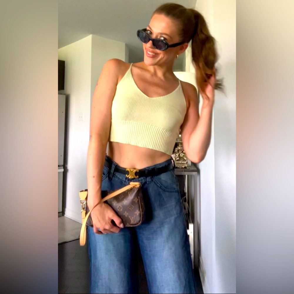 Cream butter yellow knit Tank Top - made in Italy
